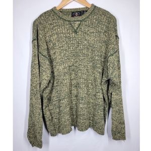 Vintage 90s Amercian Eagle Olive Green Ribbed Knit Slouchy Sweater Large Grunge